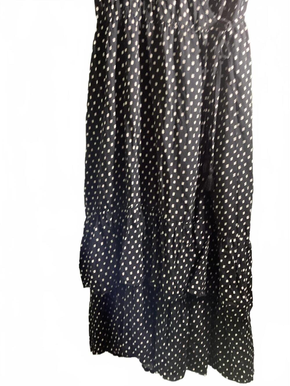 Knox Rose Black & White Dot Print Wrap Dress Size L Puff Sleeve Tiered Midi - Picture 5 of 11